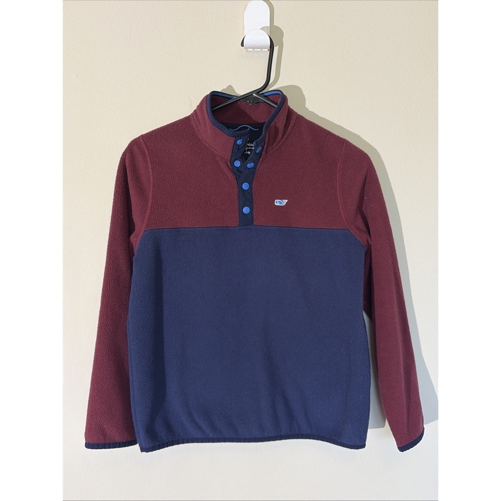 Vineyard Vines Colorblock Snap Fleece Pullover Preppy Logo Boy Medium 12-14